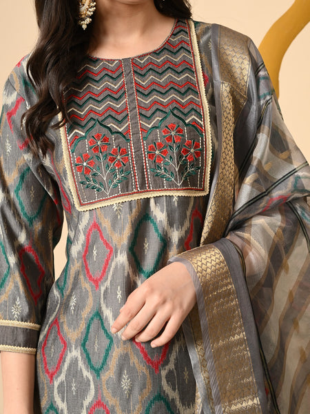 Mulson kurta set cotton Multicolor ash grey suit