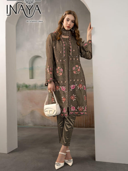 Cotton suit Burgundy Floral Embroidered Kurta Set - Mulson