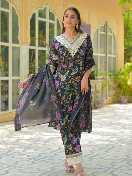 Navy blue suit for women Mulson Floral Set