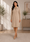 Burgundy Textured Knit Collared Midi Dress with Pockets