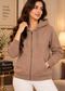 Women’s Premium Full-Zip Hooded Sweatshirt with Pockets – Taupe