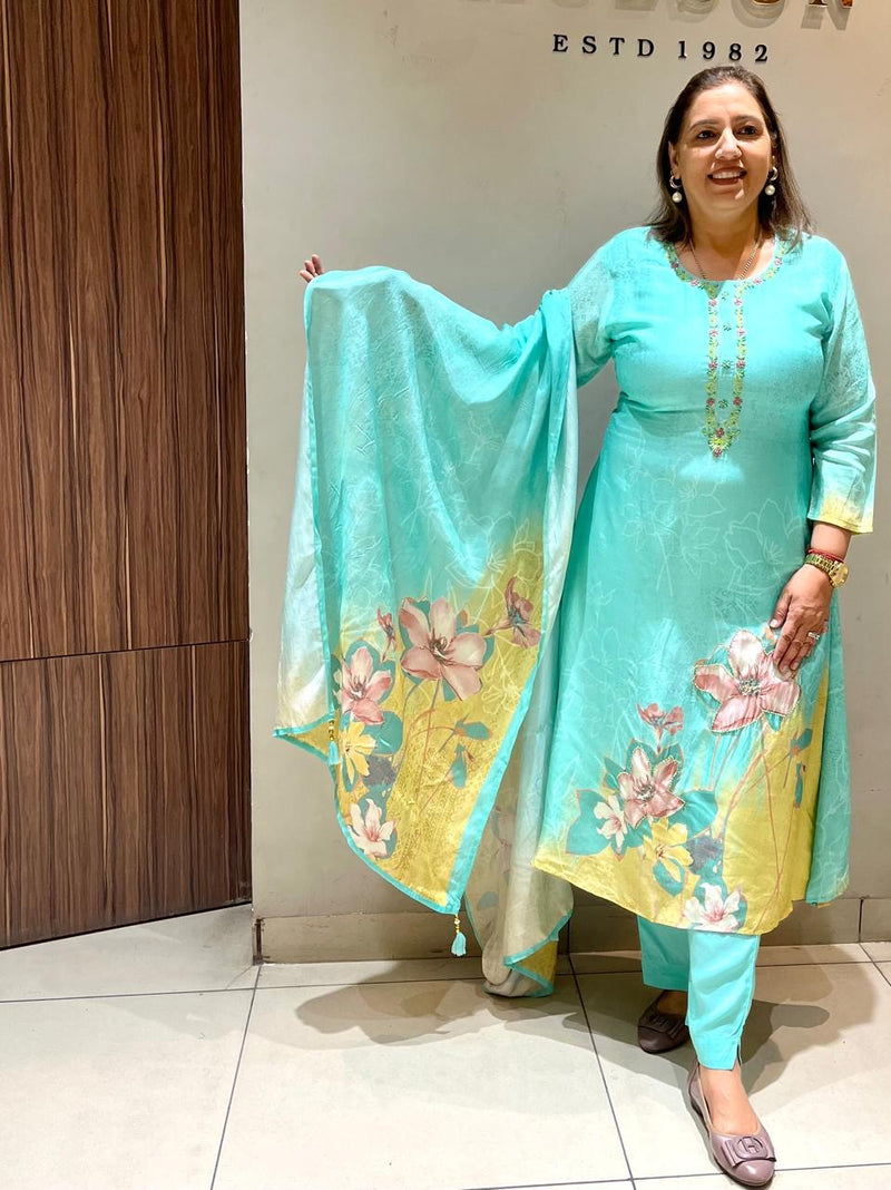 Mulson Blush Bloom Suit Set (Pink) Aqua (Turquoise)