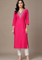 Women’s Rani Pink Embroidered Straight Kurta