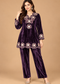 Royal Plum Velvet Mirror Embroidered Co-ord Set