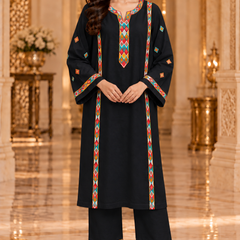 Geometric Embroidered Kurta Pant Chogha Set