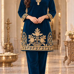 Zari Embroidered Velvet Co-ord Set