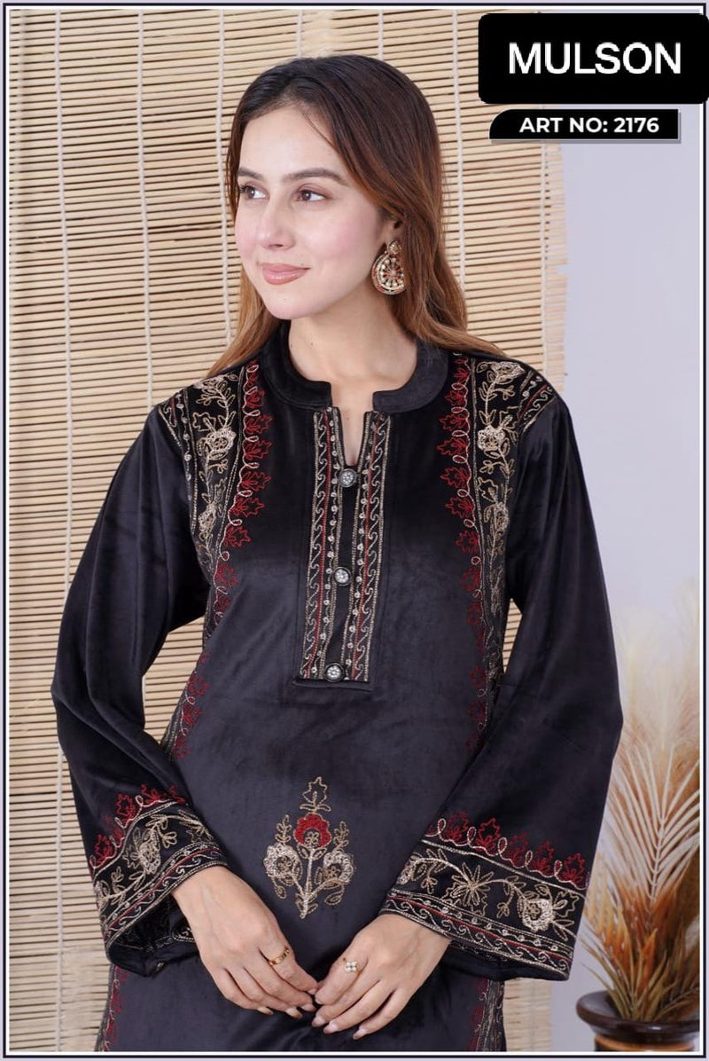 Experience luxury with Mulson a premium velvet suit designed for effortless elegance and festive grace. Crafted from high-quality velvet, this ensemble features intricate handwork embroidery that adds a refined traditional charm. Perfect fo