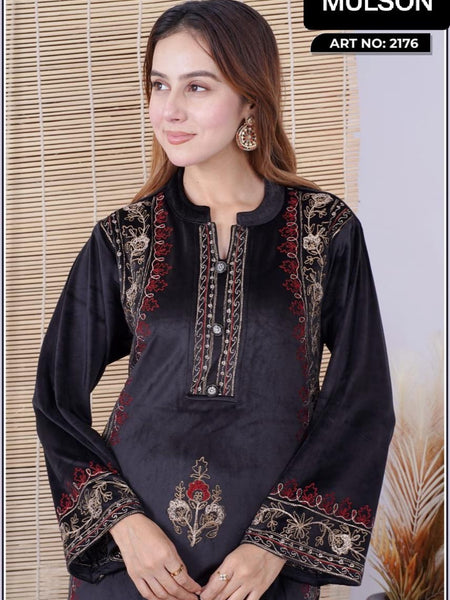 Experience luxury with Mulson a premium velvet suit designed for effortless elegance and festive grace. Crafted from high-quality velvet, this ensemble features intricate handwork embroidery that adds a refined traditional charm. Perfect fo