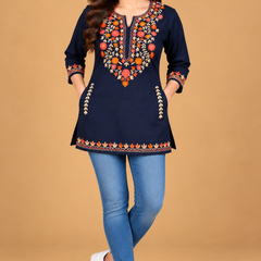 Women’s Multicolour Floral Embroidered Straight Kurta