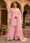 Women’s Baby Pink Embroidered Kurta Palazzo Set with Dupatta | Festive Ethnic Suit