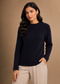 Women’s Chocolate Brown Ribbed Knit Round Neck Sweater