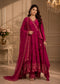 Women’s Rani Pink Embroidered Anarkali Suit Set with Dupatta | Festive Wedding Wear