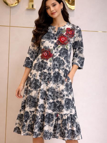 Floral Grace Embroidered Midi Dress