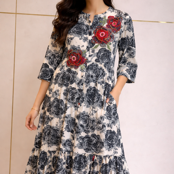Floral Grace Embroidered Midi Dress