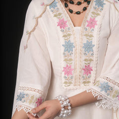 Women’s Powder Blue Floral Embroidered Kurta Pant Set with Dupatta | Elegant Ethnic Suit Set