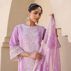Lavender or Yellow Noor Embroidered Suit Set
