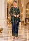 Forest Green Kashmiri Embroidered Co-ord Set with Matching Potli Bag