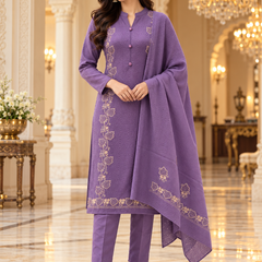Embroidered Winter 3-Piece Suit Set with Dupatta