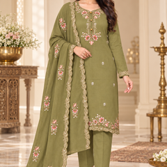 Embroidered Kurta Pant Dupatta Set