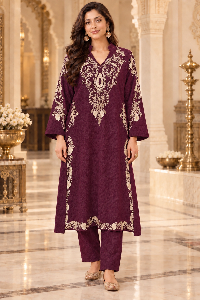 Kashmiri Embroidered Kurta Pant Set
