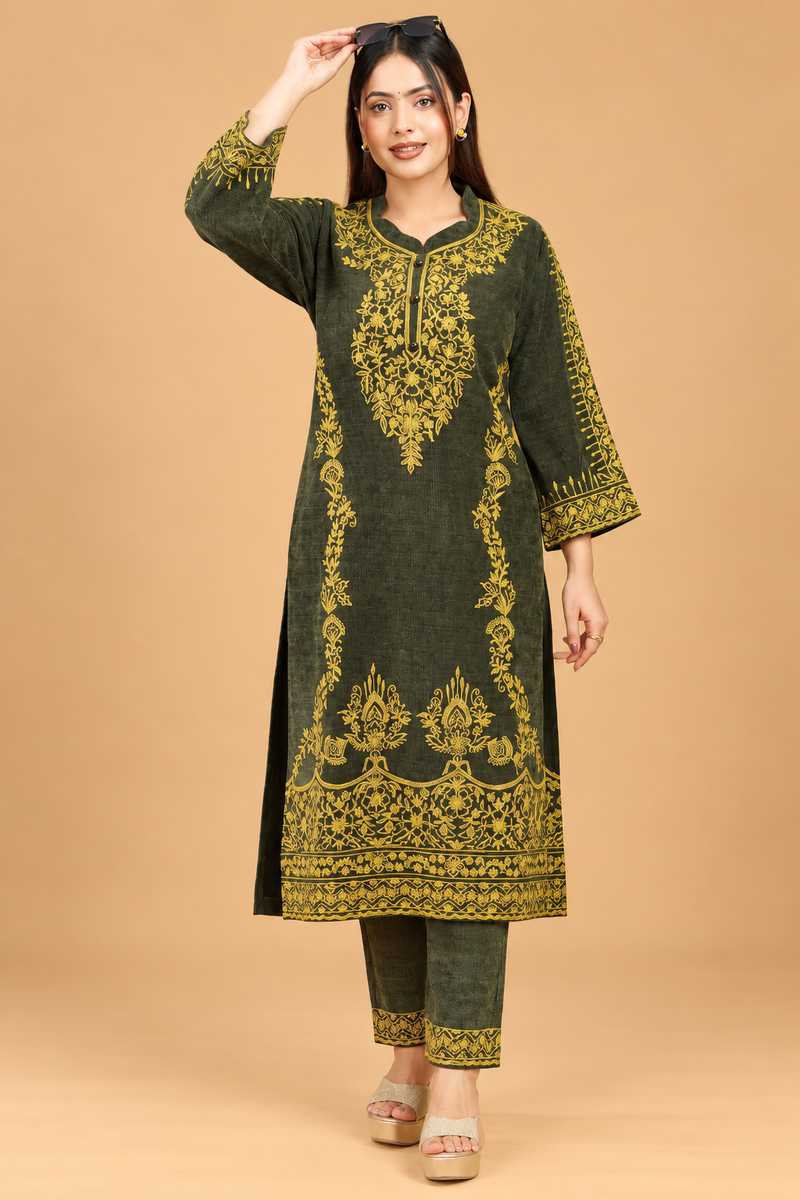 Cotrise Embroidered Winter Kurta Pant Set