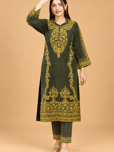 Cotrise Embroidered Winter Kurta Pant Set