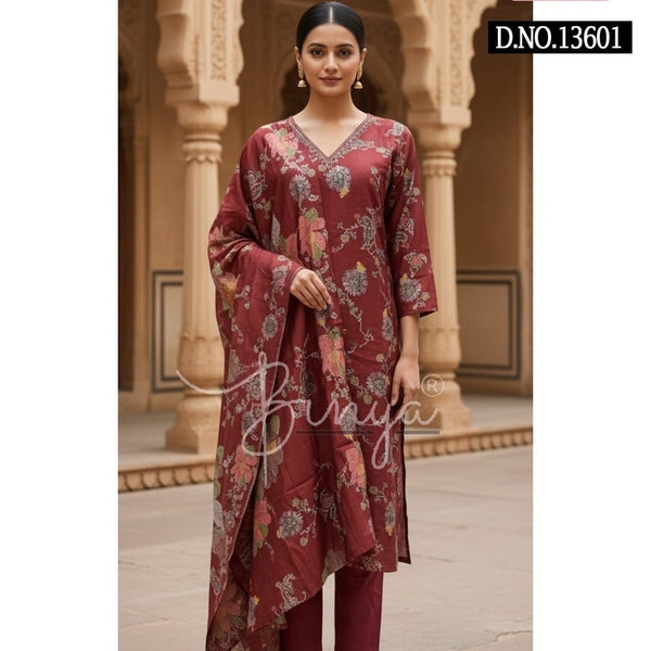 Elegant Embroidered V-Neck Kurta Set with Dupatta – Premium Ethnic Women’s Suit