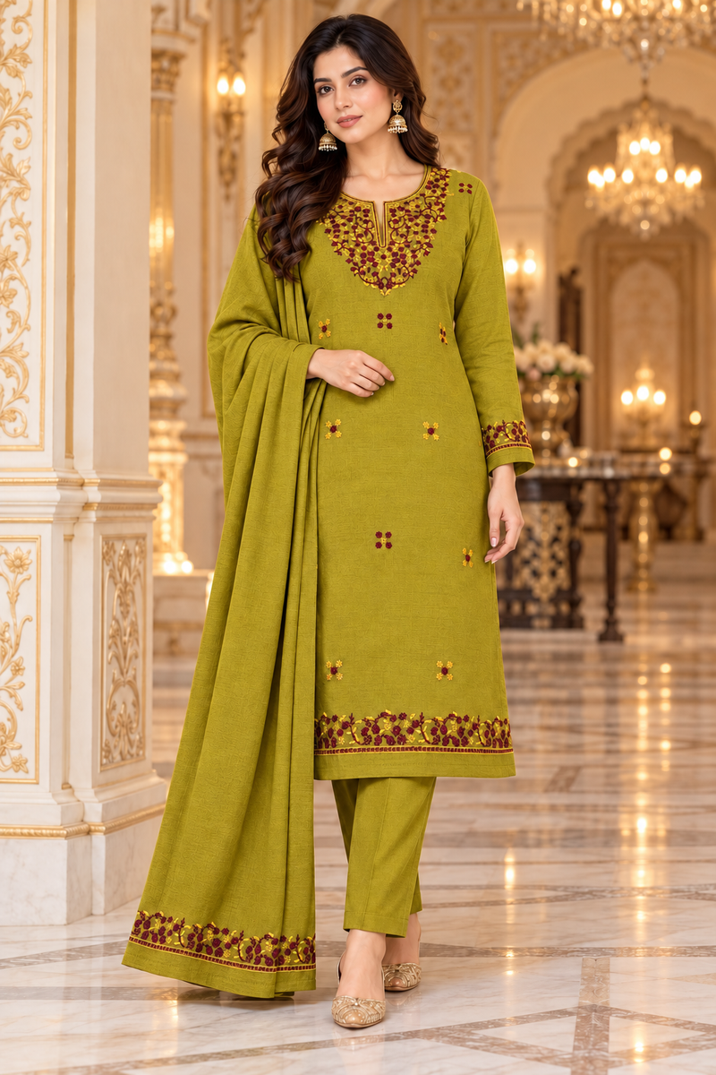 Floral Embroidered Kurta Set with Dupatta