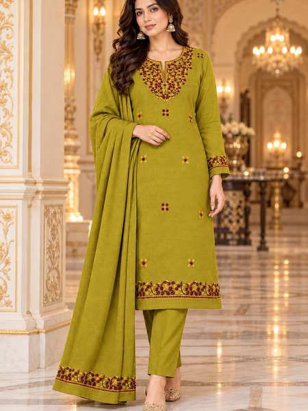 Floral Embroidered Kurta Set with Dupatta