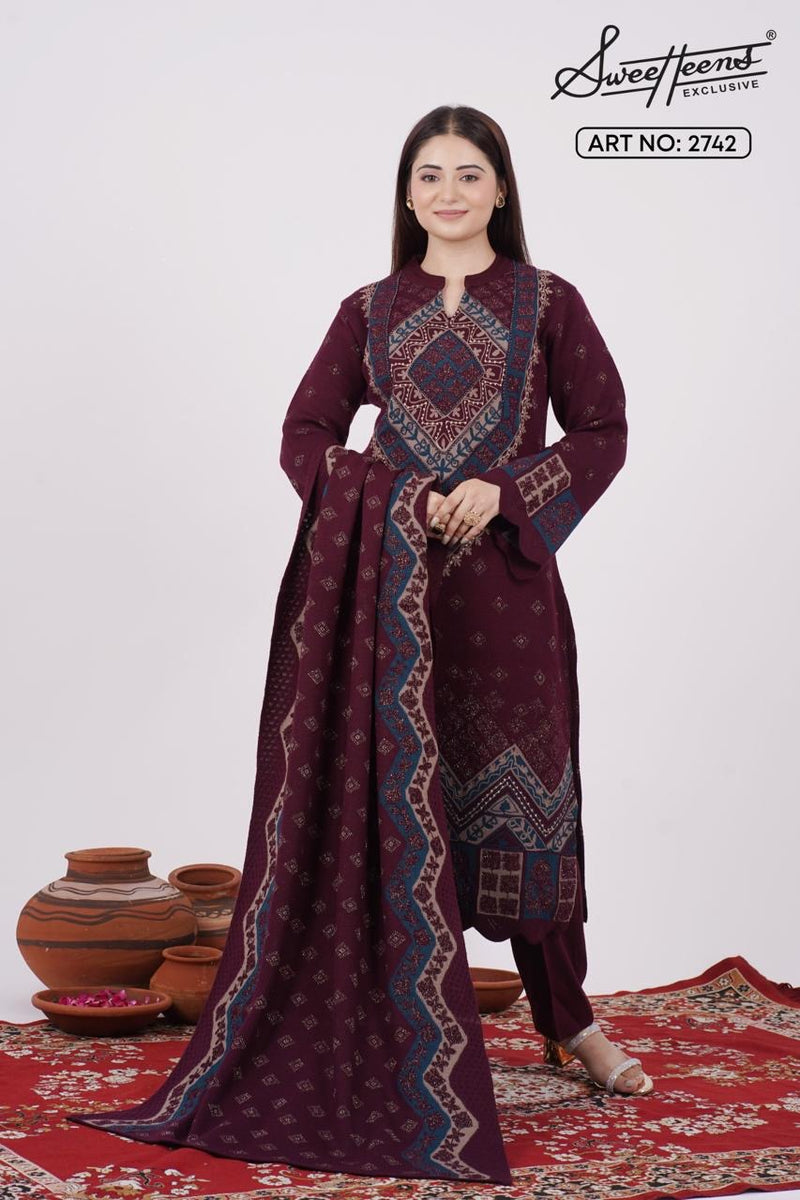 Add a touch of graceful charm to your winter wardrobe with this beautifully embroidered woollen kurti. Designed in an elegant base with intricate embroidery, this piece brings heritage craft together with
