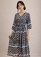 Midnight Mist Printed Midi Dress