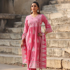 Elegant Cotton Kurta Set with Handcrafted Embroidery