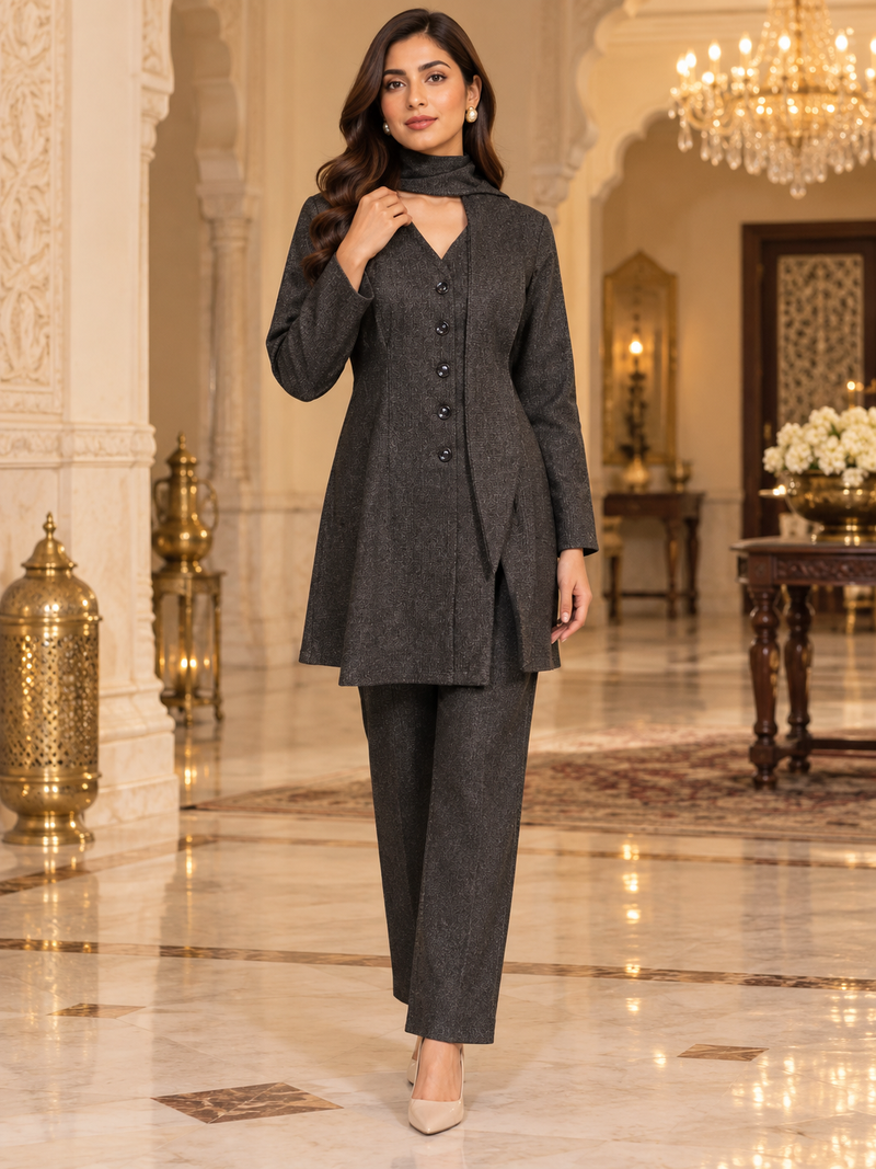 Tailored Winter Co-ord Set with Scarf