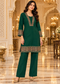Bottle Green Kashmiri Embroidered Kurta Pant Co-ord Set