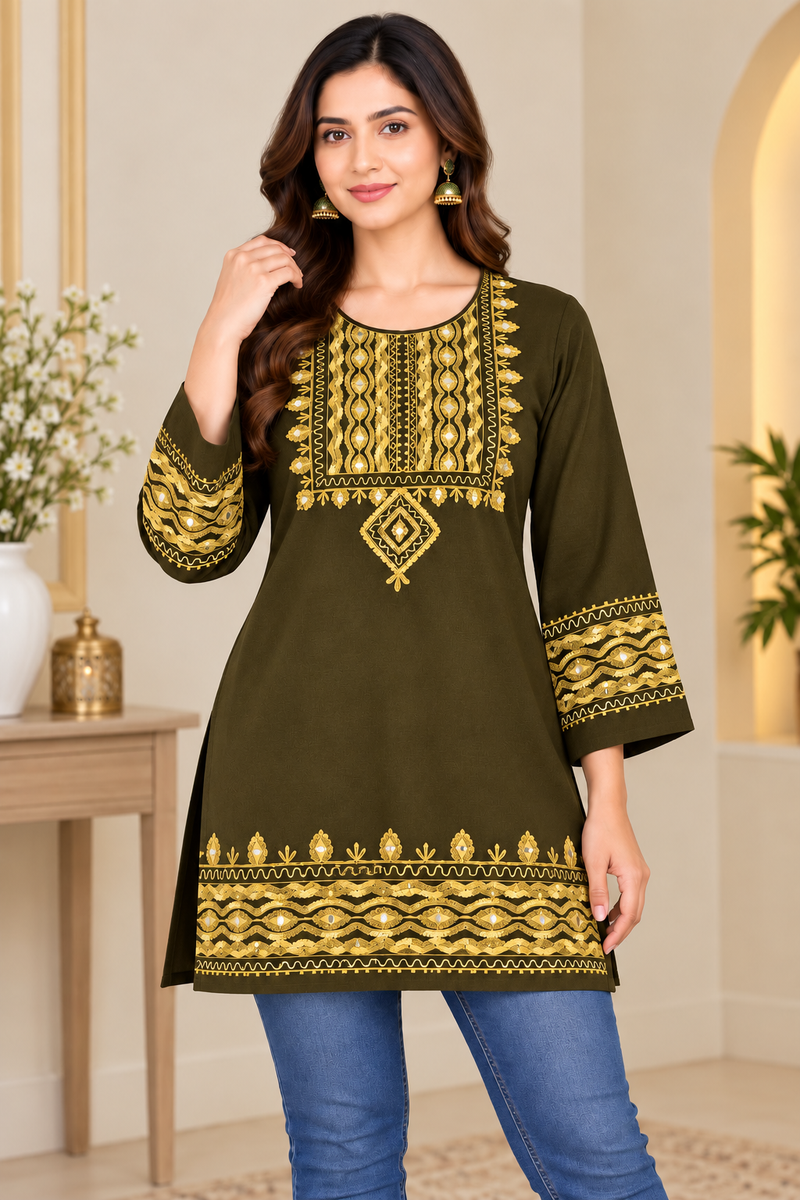 Kashmiri Embroidered Short Kurti