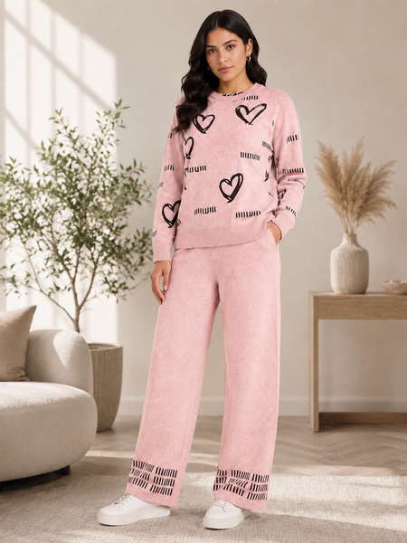 Blush Heart Graphic Knitted Co-ord Set