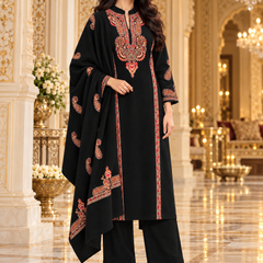 Paisley Embroidered Kurta Pant Dupatta chogha Set for Women