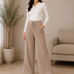 Women’s Cable Knit Wide-Leg Winter Lower | Premium Knitted Warm Pants