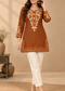 Rust Brown Kashmiri Embroidered Short Kurti for Women