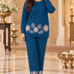Floral Embroidered Knitted Winter Co-ord Set