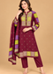 Olive Green Patchwork Embroidered Winter Kurta Pant Dupatta Set
