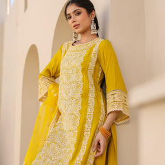 Lavender or Yellow Noor Embroidered Suit Set