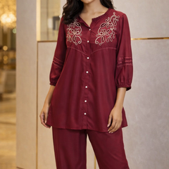 Elegant Embroidered Co-ord Set – Luxe Comfort Wear