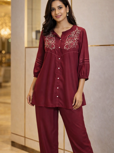 Elegant Embroidered Co-ord Set – Luxe Comfort Wear