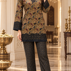 Karachi Wool Paisley Print Winter Co-ord Set