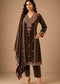 Emerald Green Embroidered Velvet 3-Piece Winter Suit with Dupatta