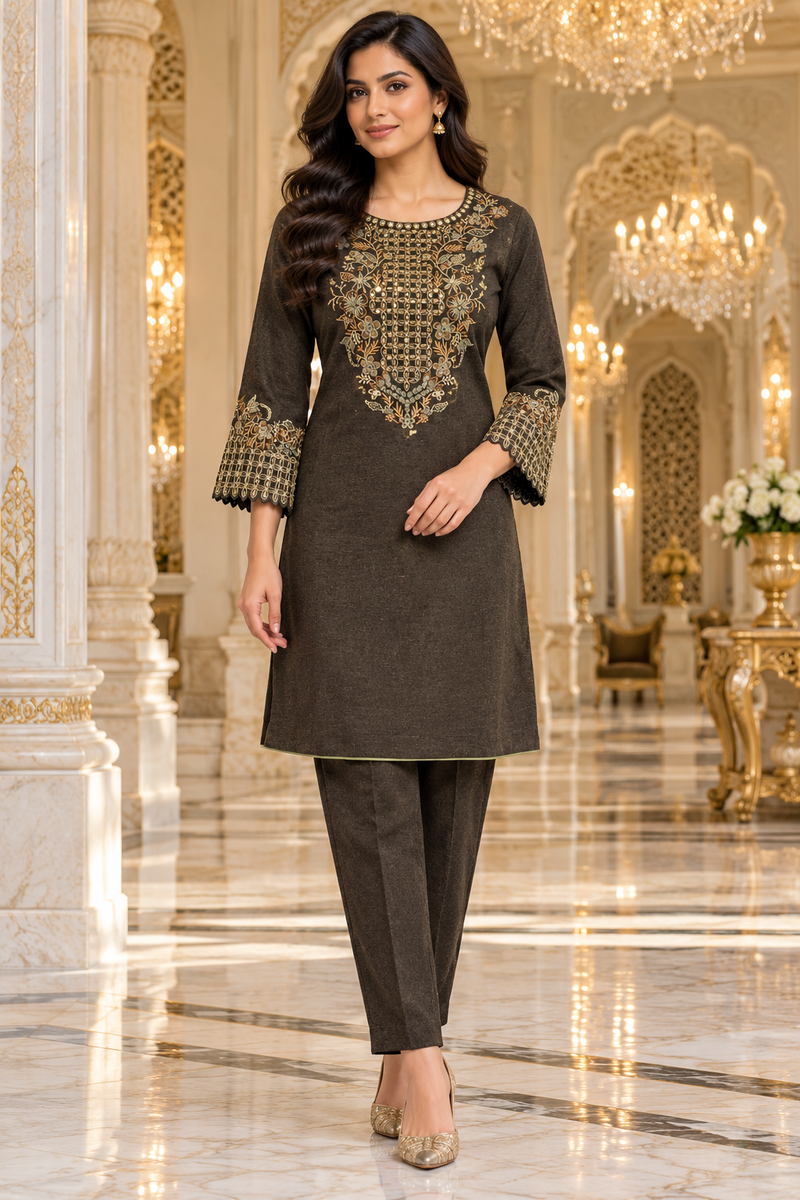 Elegant Floral Embroidered Kurta Pant Set for Women
