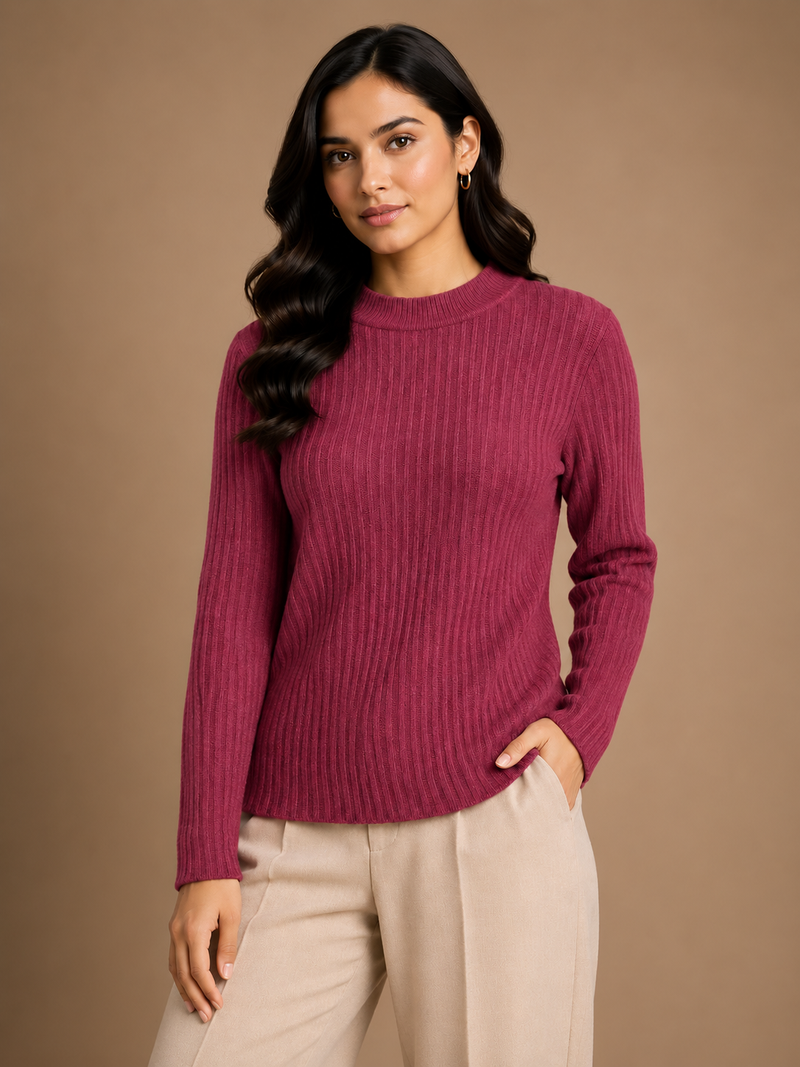 Women’s Ribbed Knit Round Neck Sweater