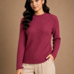 Women’s Ribbed Knit Round Neck Sweater