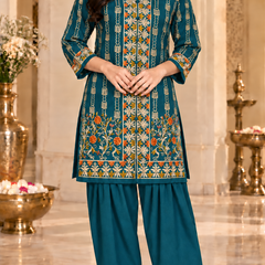 Embroidered Kurta & Farshi Salwar Co-ord Set for Women
